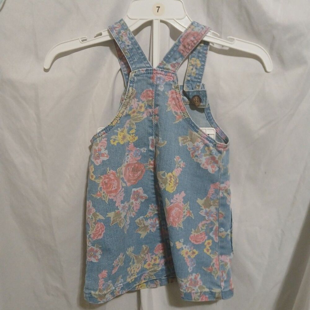 Wonder Nation Girls Toddler Blue Floral Button Down Denim Jumper Size 2T - Picture 6 of 9